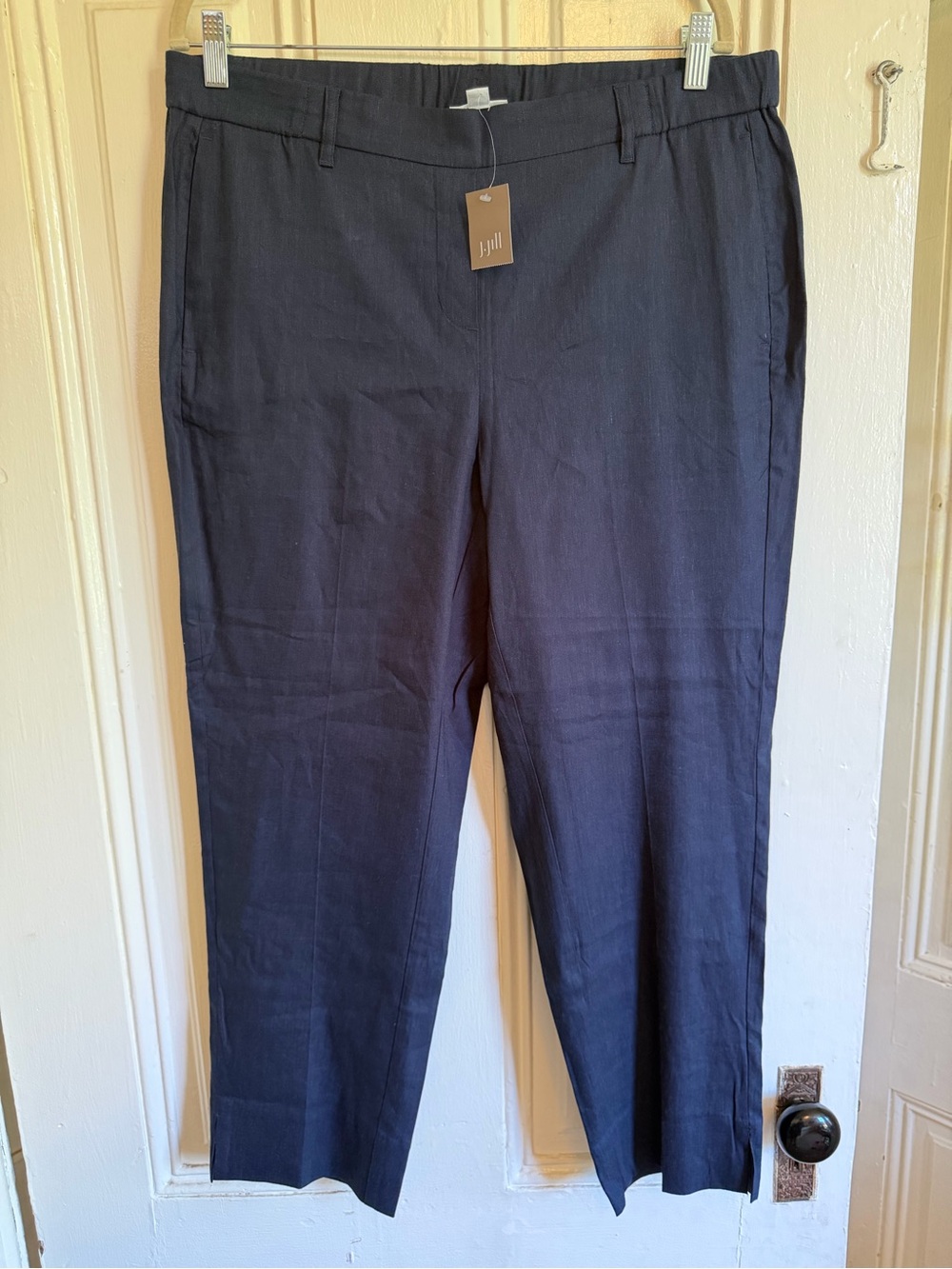 J. Jill Navy Straight-Leg Linen-Blend women’s Pants size L nwt